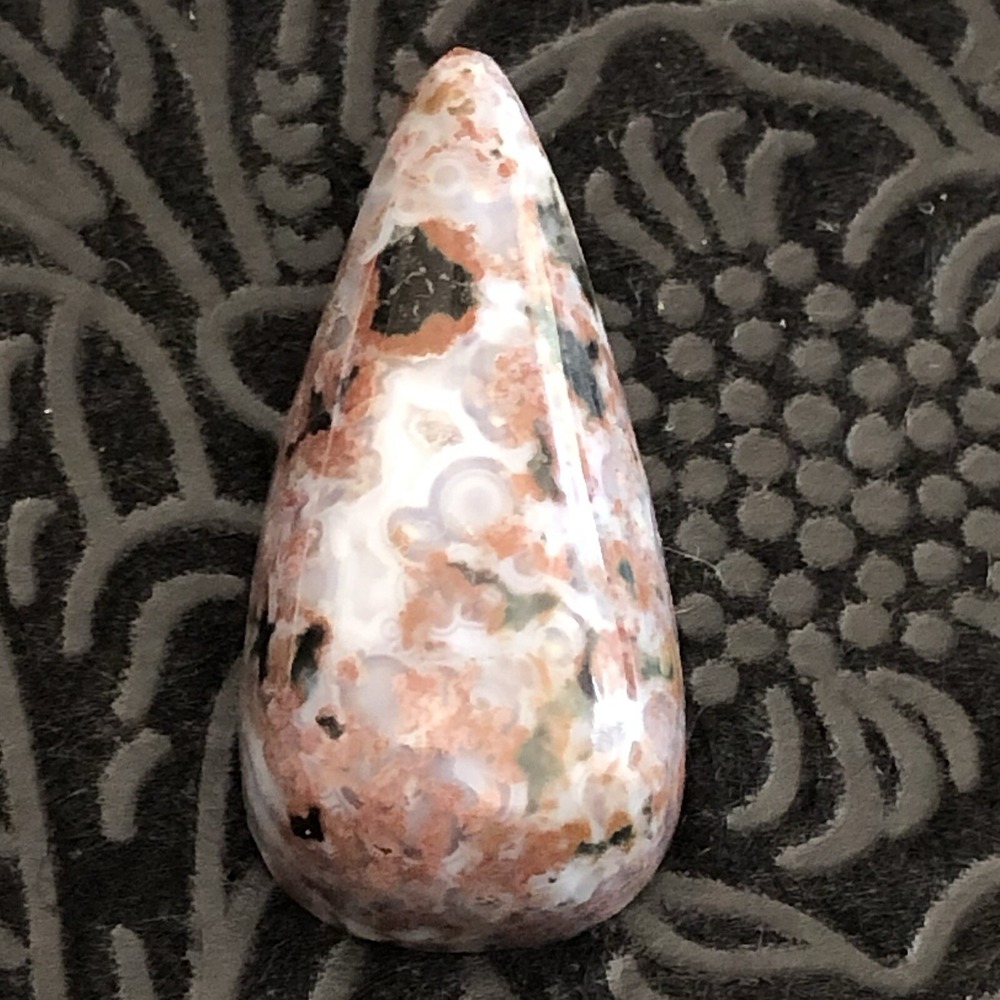 8th‎ Vein Ocean Jasper Teardrop Shape Madagascar Orbicular Jasper Cabochon